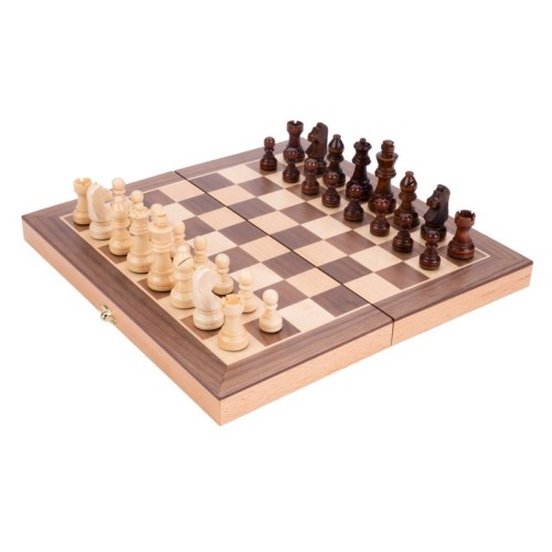 Jeu d'échecs en bois de hêtre placage noyer Echecs Engelhart Longeur:30 cm Largeur:30 cm Age minimum ( en années ):6 ans Matière