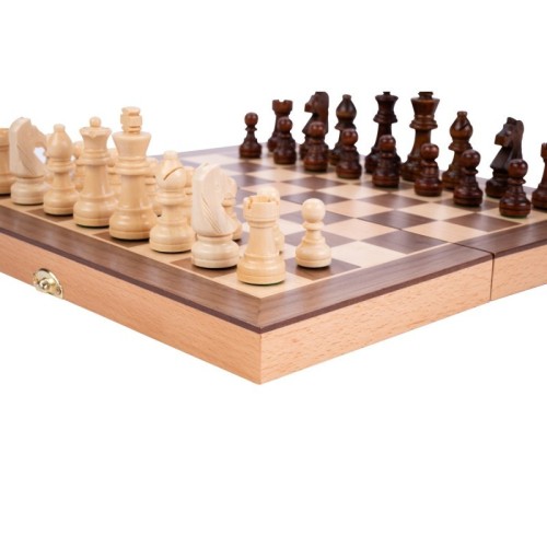 Jeu d'échecs en bois de hêtre placage noyer Echecs Engelhart Longeur:30 cm Largeur:30 cm Age minimum ( en années ):6 ans Matière