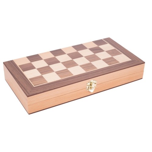 Jeu d'échecs en bois de hêtre placage noyer Echecs Engelhart Longeur:30 cm Largeur:30 cm Age minimum ( en années ):6 ans Matière