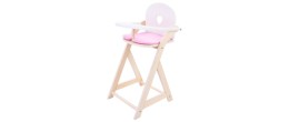 Chaise Haute en Bois pour Poupée - Rose et Blanc Jeux d'imitation Engelhart Longeur:32 cm Largeur:24,5 cm Profondeur:56 cm Age m