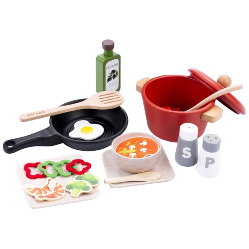 Essentiels de Cuisine en Bois Jeux d'imitation Dorjee Age minimum ( en années ):3 ans Matière:Bois Nombre de joueurs:1 joueur Pu