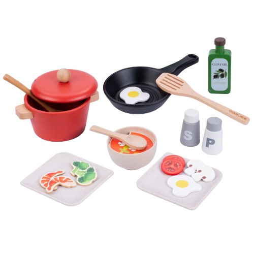 Essentiels de Cuisine en Bois Jeux d'imitation Dorjee Age minimum ( en années ):3 ans Matière:Bois Nombre de joueurs:1 joueur Pu