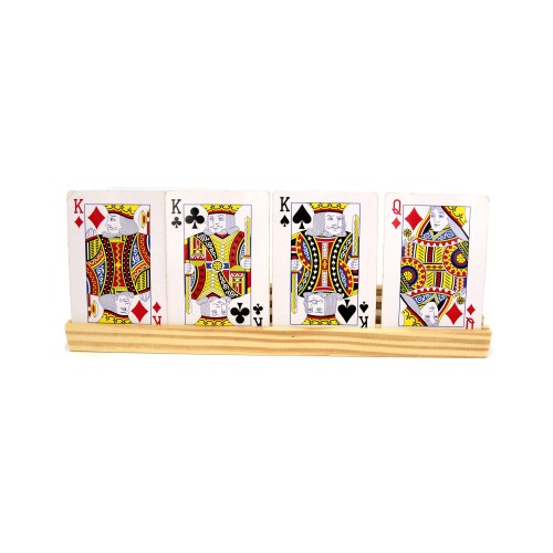 Lot de 4 porte-cartes et dominos en bois 26 cm