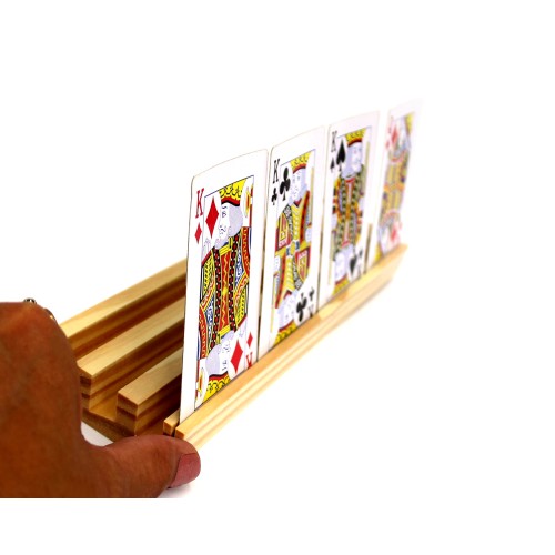 Lot de 4 porte-cartes et dominos en bois 26 cm