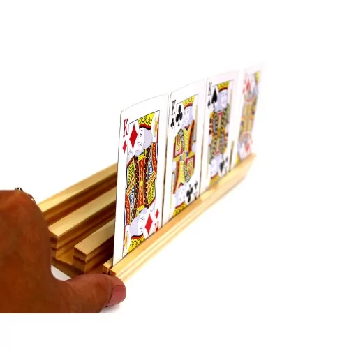 Lot de 4 Porte-cartes et portes dominos en bois 26 x 6 cm