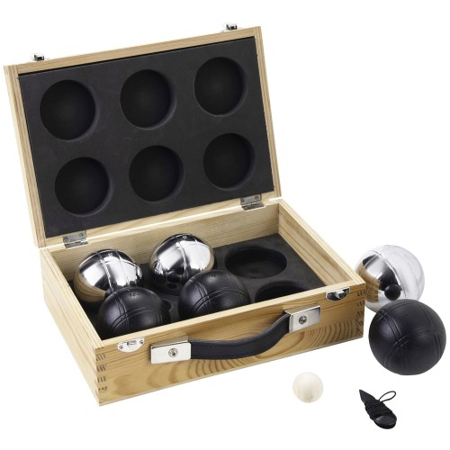 Jeu de boules triplettes de luxe dans un coffret en bois Pétanque Engelhart