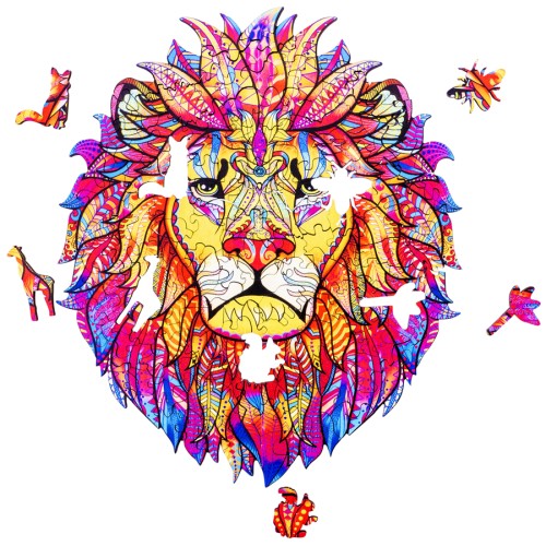 Puzzle Bois Pop Art Lion A4 - 161 Pièces