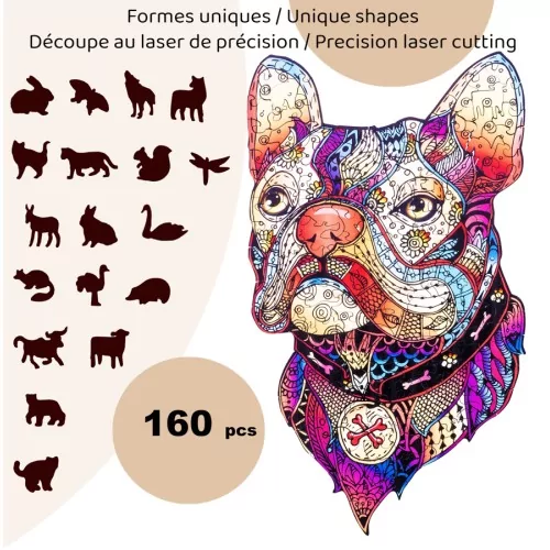 Puzzle en Bois Pop Art – Chien A4 – 160 Pièces