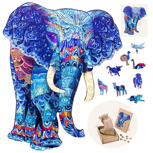 Puzzle Pop Art Éléphant A4, 178 pièces en bois