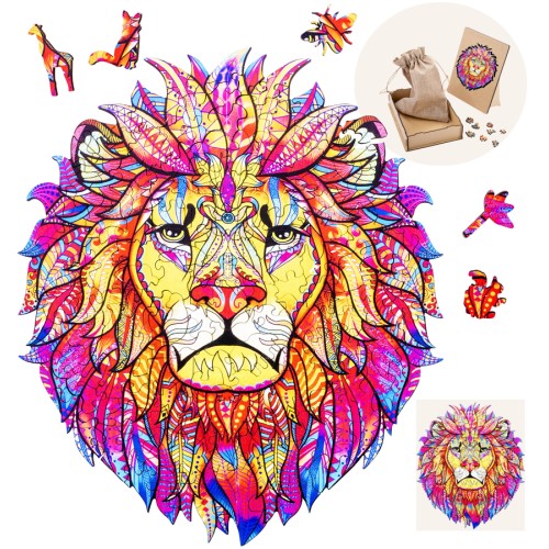 Puzzle Bois Pop Art Lion A4 - 161 Pièces