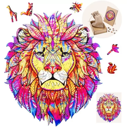 Puzzle en Bois Pop Art – Lion A4 – 161 Pièces