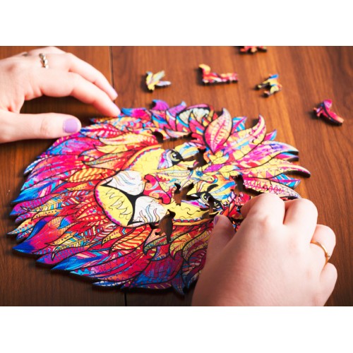 Puzzle Bois Pop Art Lion A4 - 161 Pièces