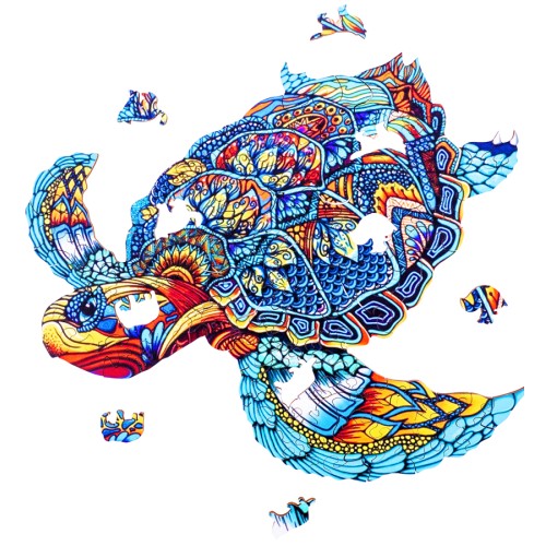 Puzzle bois Pop Art Tortue A4, 128 pièces, design océan