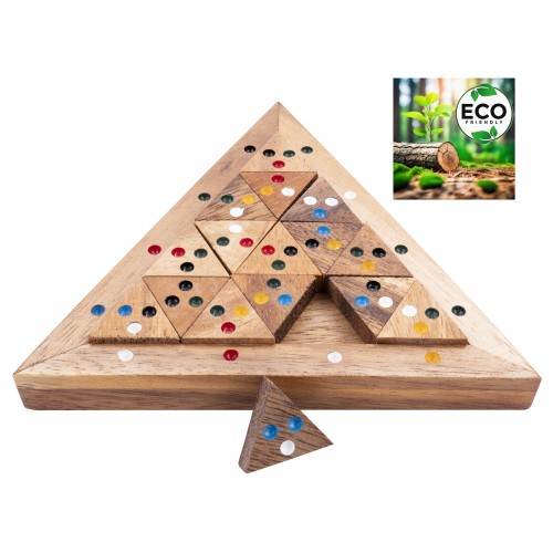 Jeu de logique en bois durable, avec 16 pièces triangulaires colorées