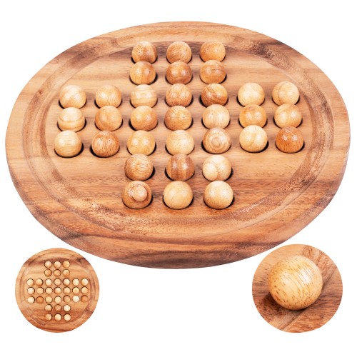 Jeu de solitaire classique en bois naturel, conçu pour les amateurs de casse-têtes