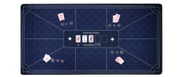 Vue du tapis de poker bleu de 180 x 90 cm, idéal pour plusieurs joueurs