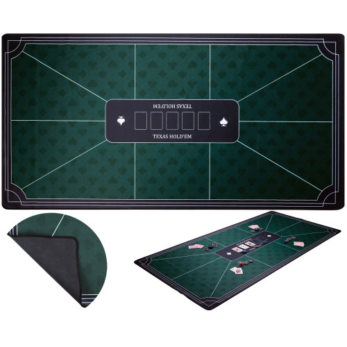 Tapis de poker vert XXL 180 x 90 cm, grande surface de jeu