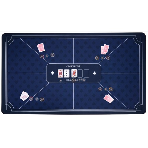 Tapis de poker bleu 140 x 80 cm, adapté aux parties de poker en groupe