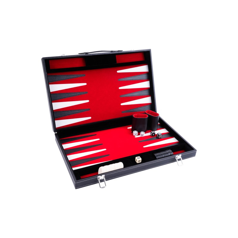 Backgammon de Luxe 21 pouces avec valise en simili cuir et design raffiné