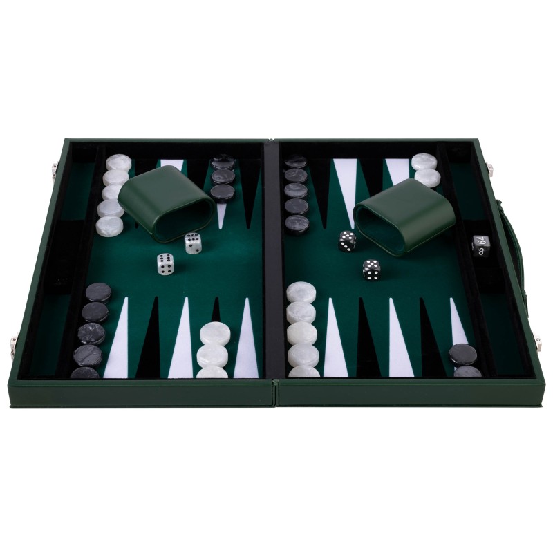 Backgammon de Luxe 18 pouces avec valise en simili cuir de haute qualité