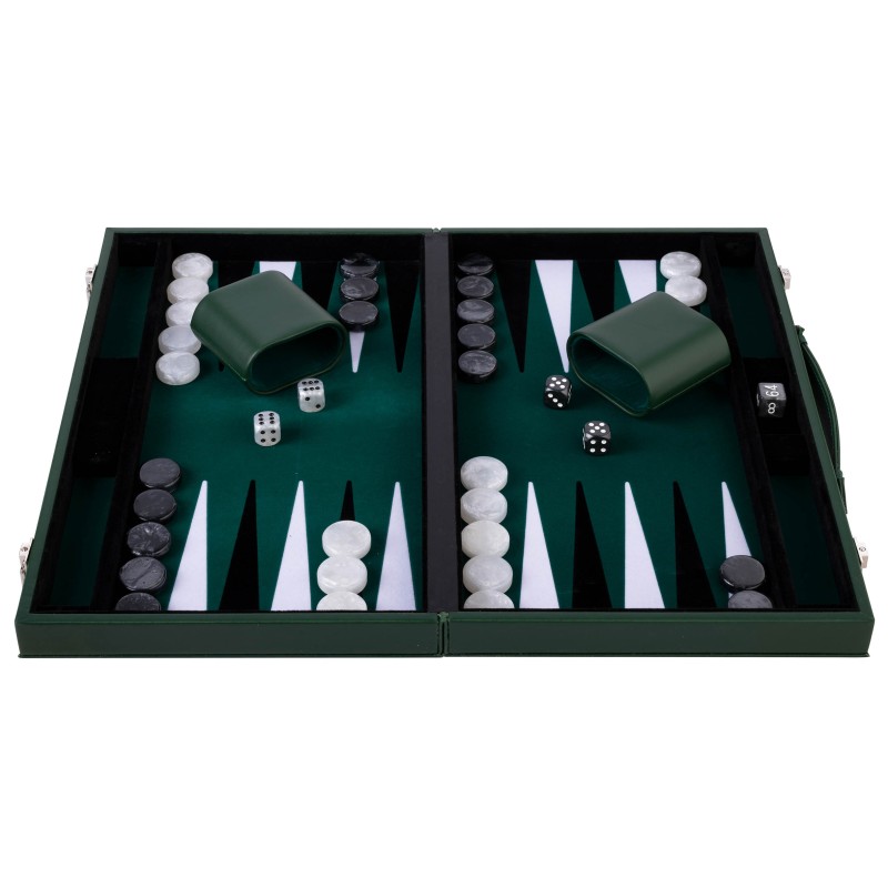 Backgammon de Luxe 15 pouces avec valise en simili cuir élégant