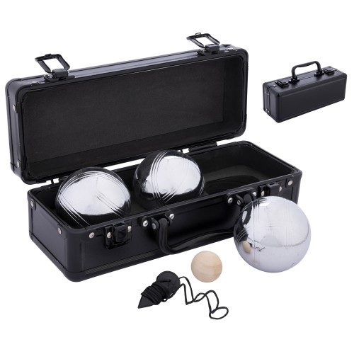 Set de boules de pétanque en métal avec mallette de transport en aluminium noir