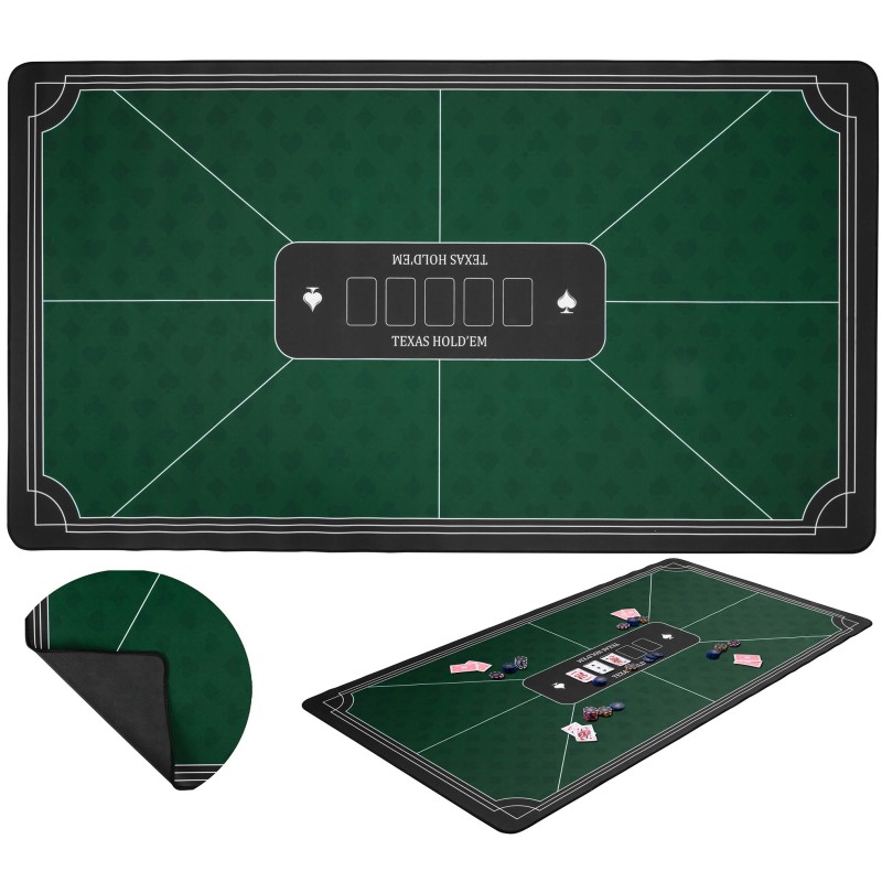 Tapis de poker vert antidérapant 140 x 80 cm pour une expérience de jeu professionnelle