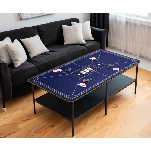 Créez une ambiance de casino chez vous avec ce tapis de poker bleu moderne