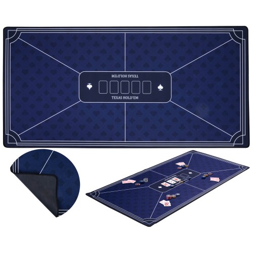 Tapis de poker bleu antidérapant 120 x 60 cm pour une expérience de jeu stable