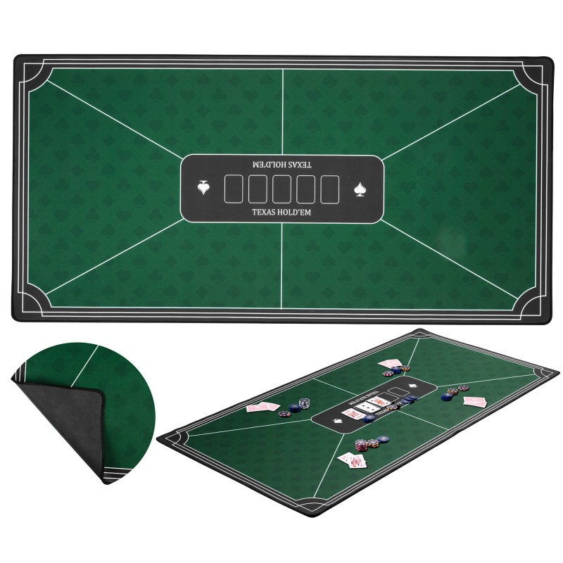 Tapis de poker vert antidérapant de 120 x 60 cm, conçu pour des parties stables