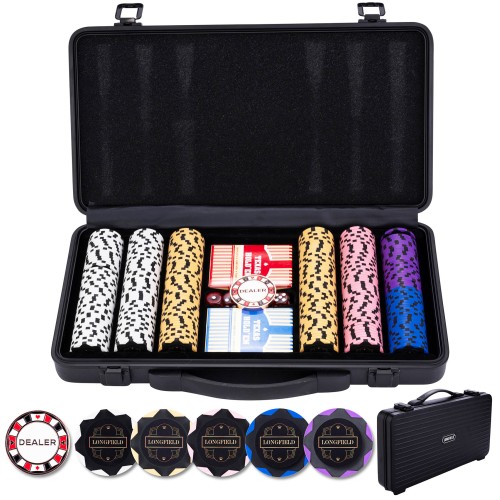 Set de poker Engelhart avec mallette noire en métal pratique et élégante