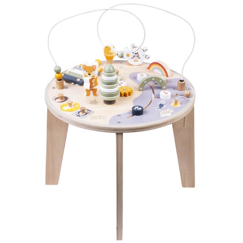 Table multi-activités en bois pour enfant avec boulier, xylophone et engrenages