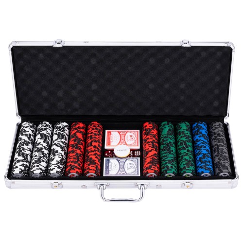 Poker set avec mallette argentée et jetons de qualité