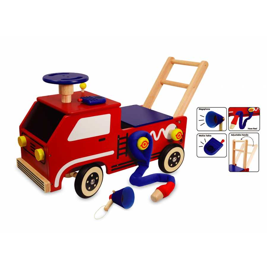 Porteur Pour Bebe Pompier Multi Activites En Bois Jouets En Bois Pour Enfants